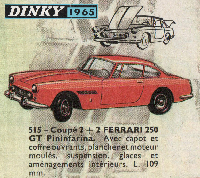 <a href='../files/catalogue/Dinky France/515/1965515.jpg' target='dimg'>Dinky France 1965 515  Farrari 250 GT Coupe</a>